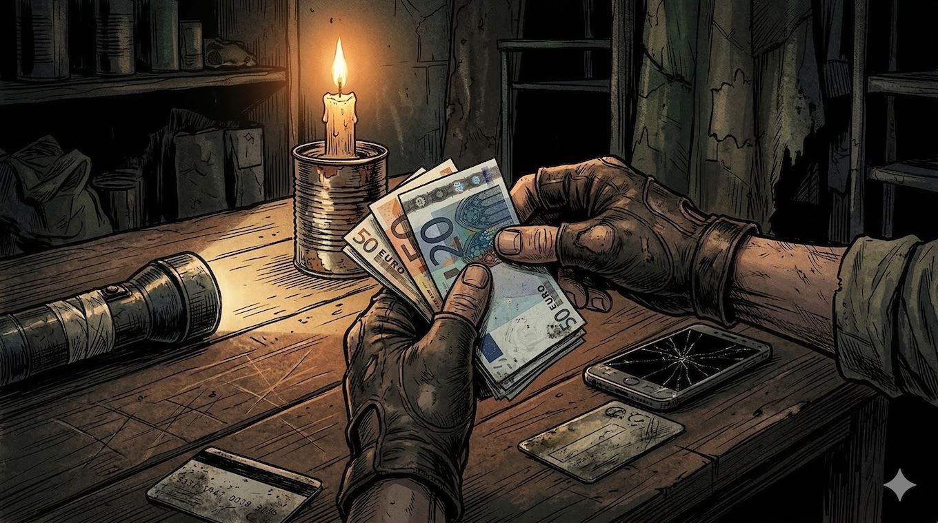 Keď obrazovky zhasnú a karty zlyhajú: Toto je presná suma, ktorú vám ECB radí držať doma pod vankúšom